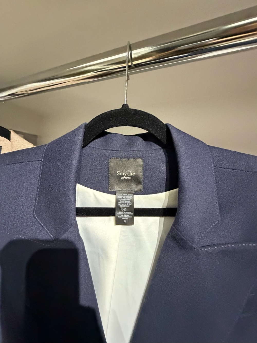 Smythe Navy Tailored Blazer with Notch Lapel